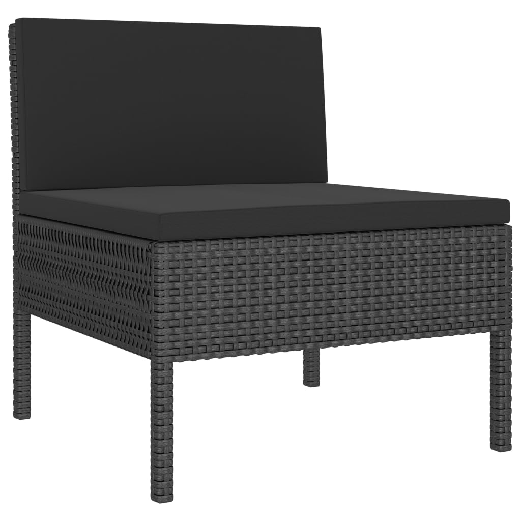 Set Divani Da Giardino 3 Pz Con Cuscini In Polyrattan Nero - Image 4