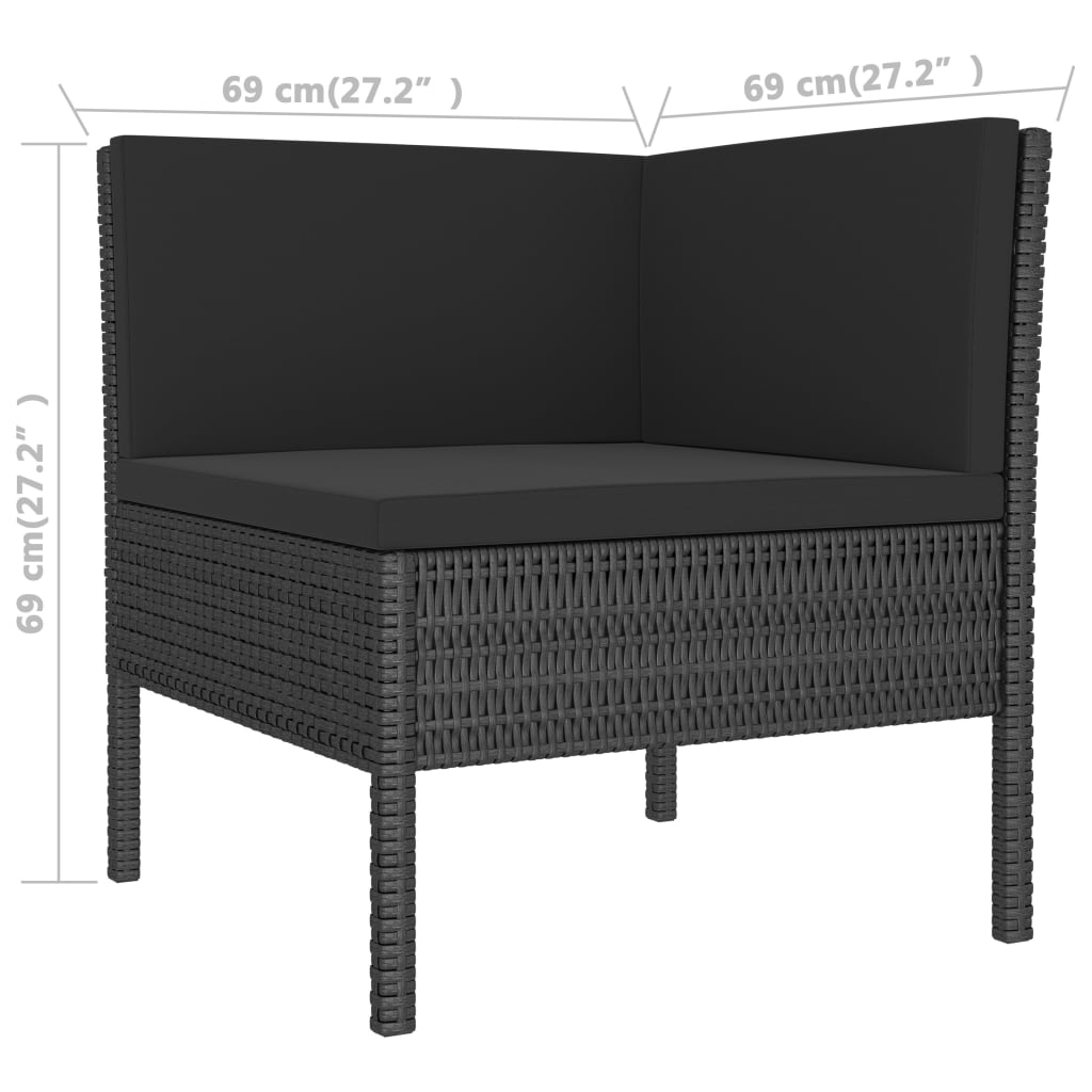 Set Divani Da Giardino 2 Pz Con Cuscini In Polyrattan Nero - Image 5