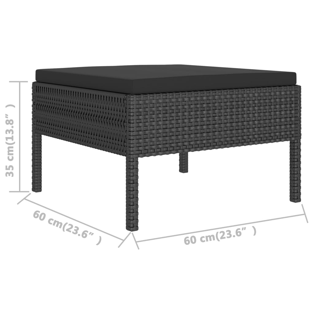 Set Divani Da Giardino 2 Pz Con Cuscini In Polyrattan Nero - Image 6