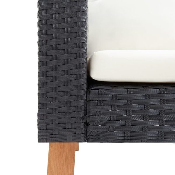 Divano Da Giardino A 3 Posti Con Cuscini In Polyrattan Nero - Image 6