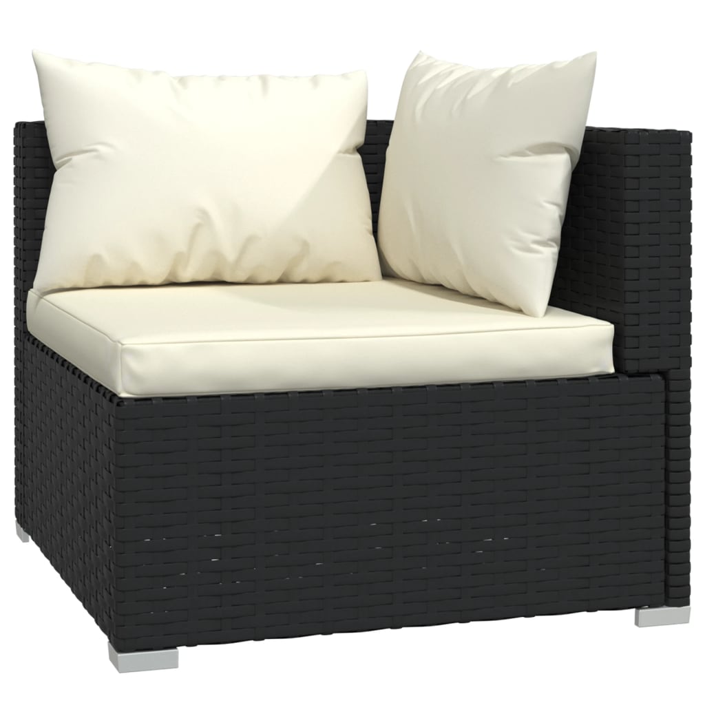 Set Divani Da Giardino 4 Pz Con Cuscini In Polyrattan Nero - Image 5