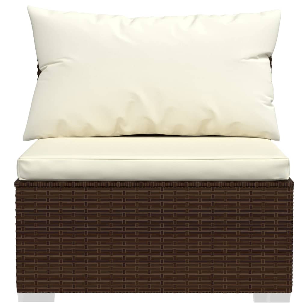 Set Divani Da Giardino 4 Pz Con Cuscini In Polyrattan Marrone - Image 6