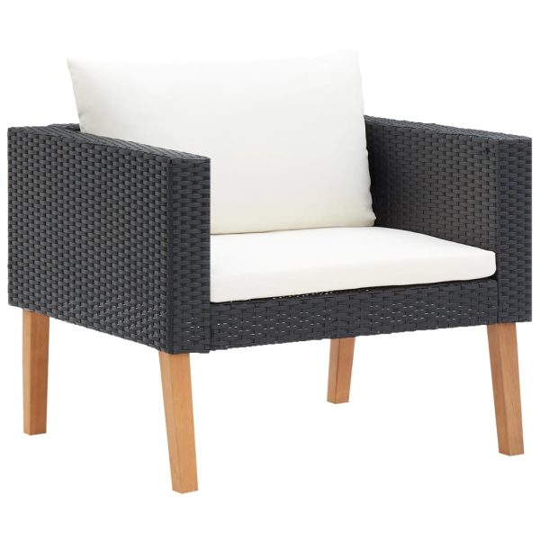 Set Divani Da Giardino 3 Pz Con Cuscini In Polyrattan Nero - Image 5