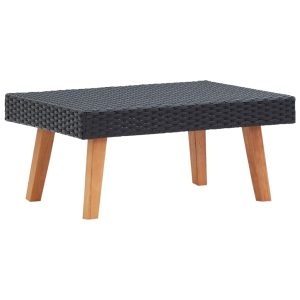 Tavolino Da Giardino In Polyrattan Nero