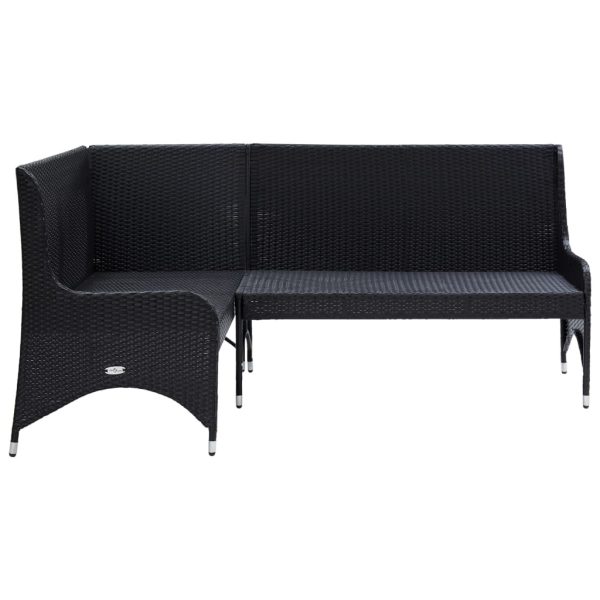 Divani Angolari Da Giardino 2 Pz In Polyrattan Nero - Image 3