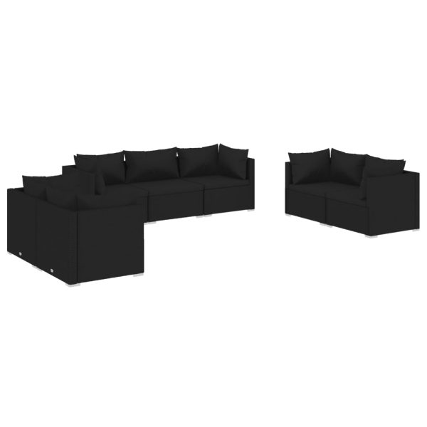 Set Divani Da Giardino 7 Pz Con Cuscini In Polyrattan Nero - Image 2