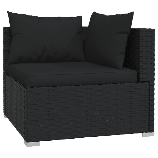 Set Divani Da Giardino 7 Pz Con Cuscini In Polyrattan Nero - Image 3