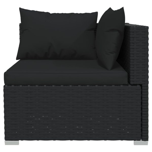 Set Divani Da Giardino 7 Pz Con Cuscini In Polyrattan Nero - Image 4