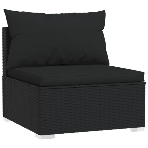 Set Divani Da Giardino 7 Pz Con Cuscini In Polyrattan Nero - Image 5