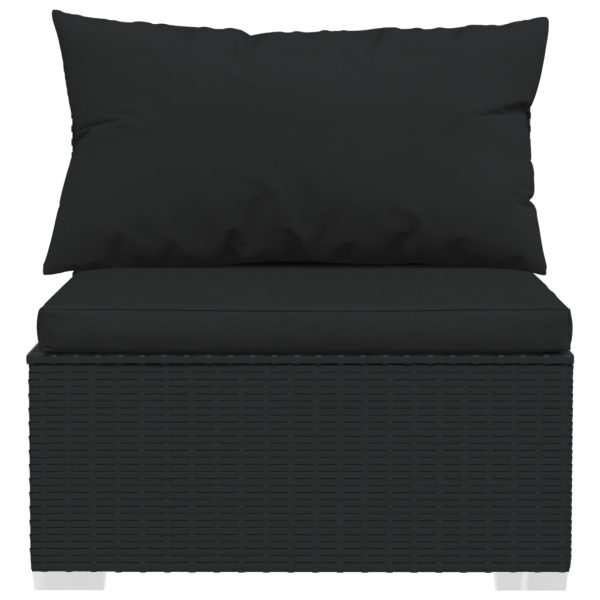 Set Divani Da Giardino 7 Pz Con Cuscini In Polyrattan Nero - Image 6