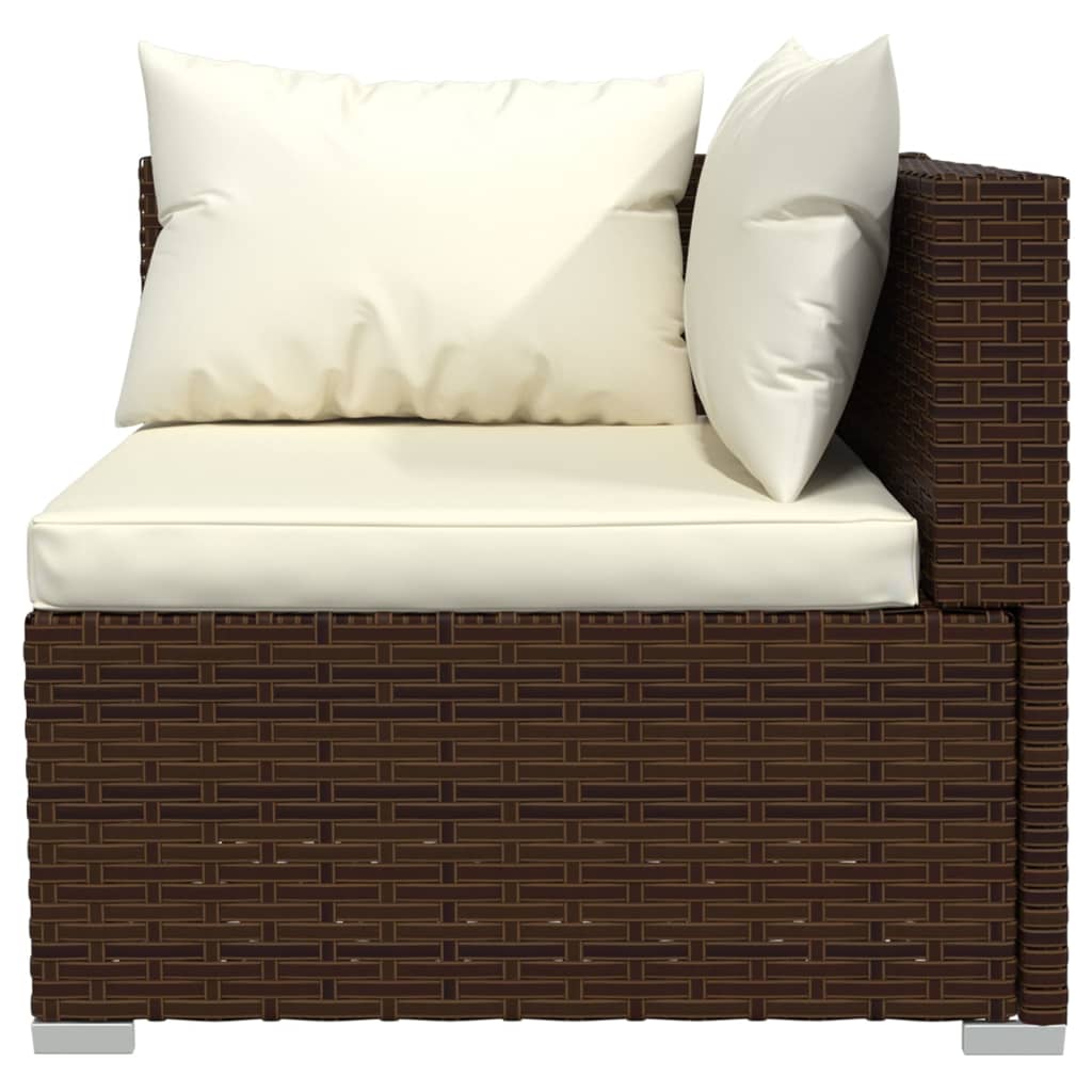 Set Divani Da Giardino 7 Pz Con Cuscini In Polyrattan Marrone - Image 4