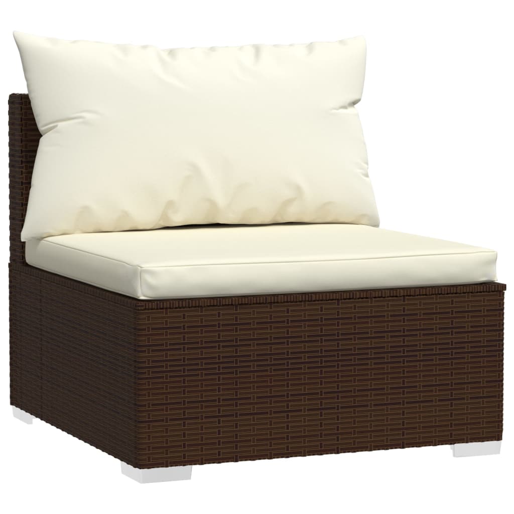 Set Divani Da Giardino 7 Pz Con Cuscini In Polyrattan Marrone - Image 5