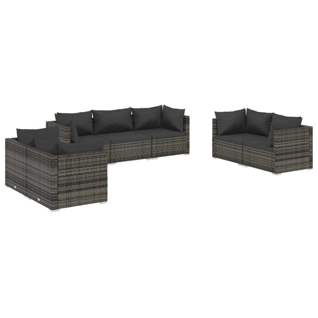 Set Divani Da Giardino 7 Pz Con Cuscini In Polyrattan Grigio - Image 2