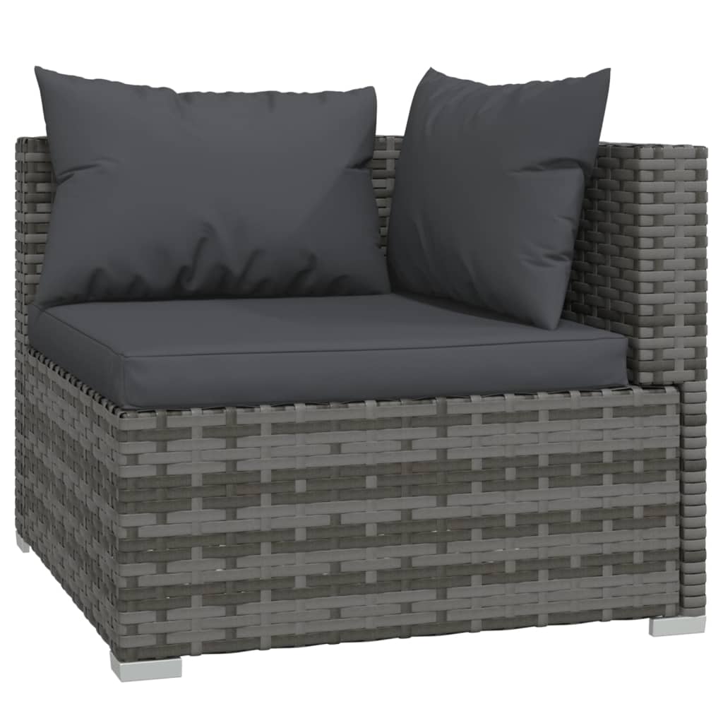 Set Divani Da Giardino 7 Pz Con Cuscini In Polyrattan Grigio - Image 3