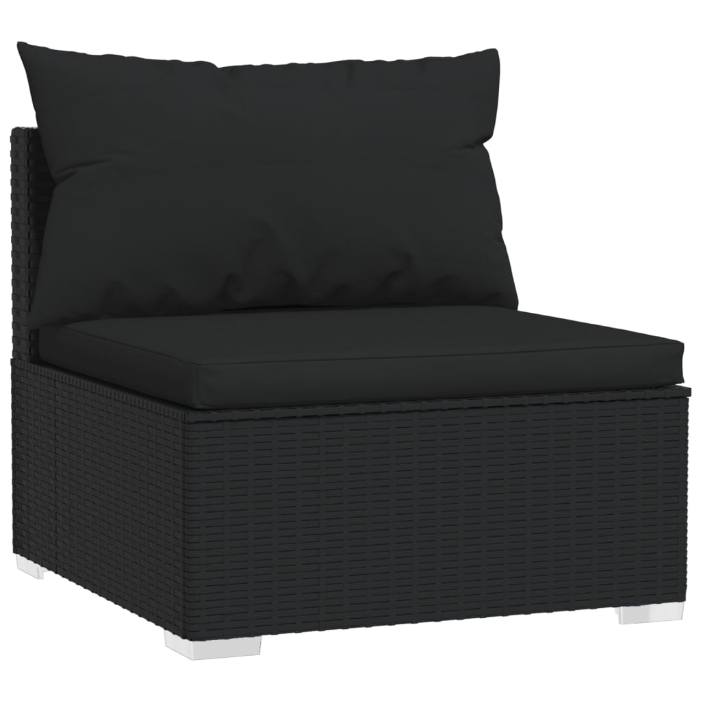 Set Divani Da Giardino 8 Pz Con Cuscini In Polyrattan Nero - Image 3
