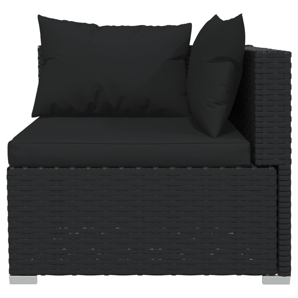 Set Divani Da Giardino 8 Pz Con Cuscini In Polyrattan Nero - Image 6