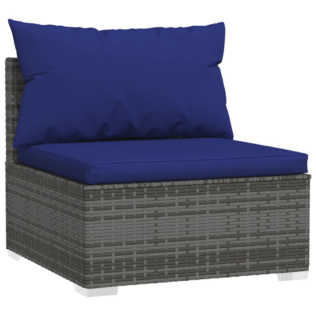 Set Divani Da Giardino 8 Pz Con Cuscini In Polyrattan Grigio - Image 3