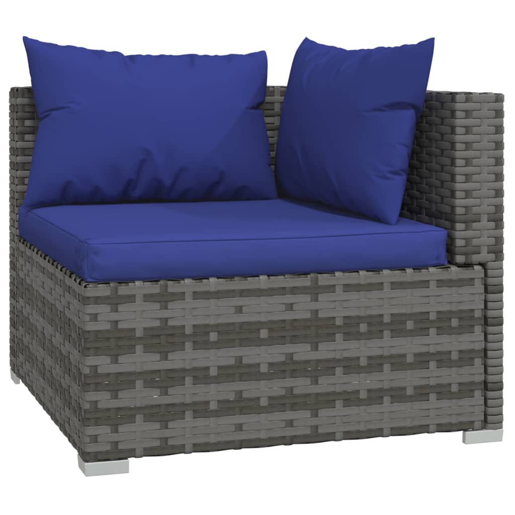 Set Divani Da Giardino 8 Pz Con Cuscini In Polyrattan Grigio - Image 5