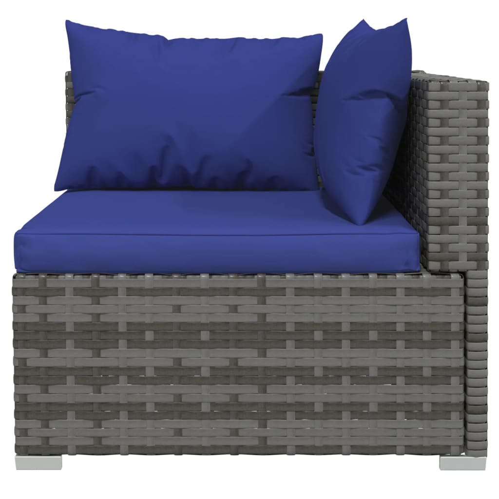 Set Divani Da Giardino 8 Pz Con Cuscini In Polyrattan Grigio - Image 6