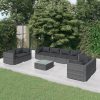 Set Divani Da Giardino 9 Pz Con Cuscini In Polyrattan Grigio