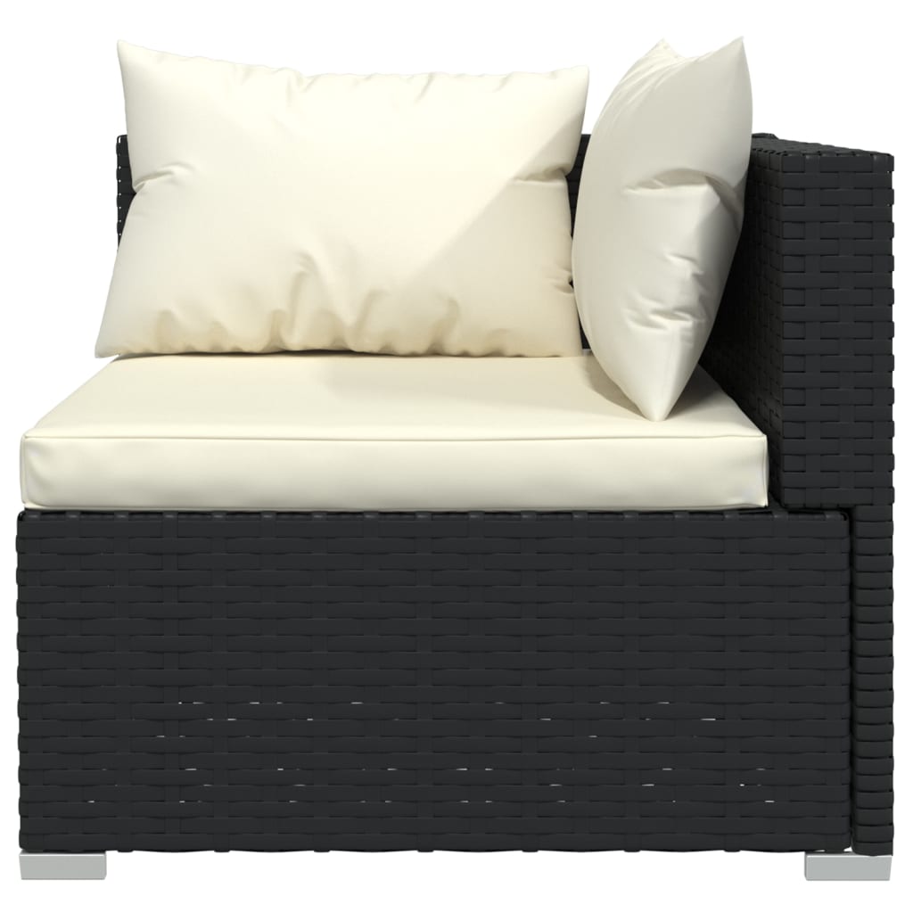 Set Divani Da Giardino 6 Pz Con Cuscini In Polyrattan Nero - Image 4