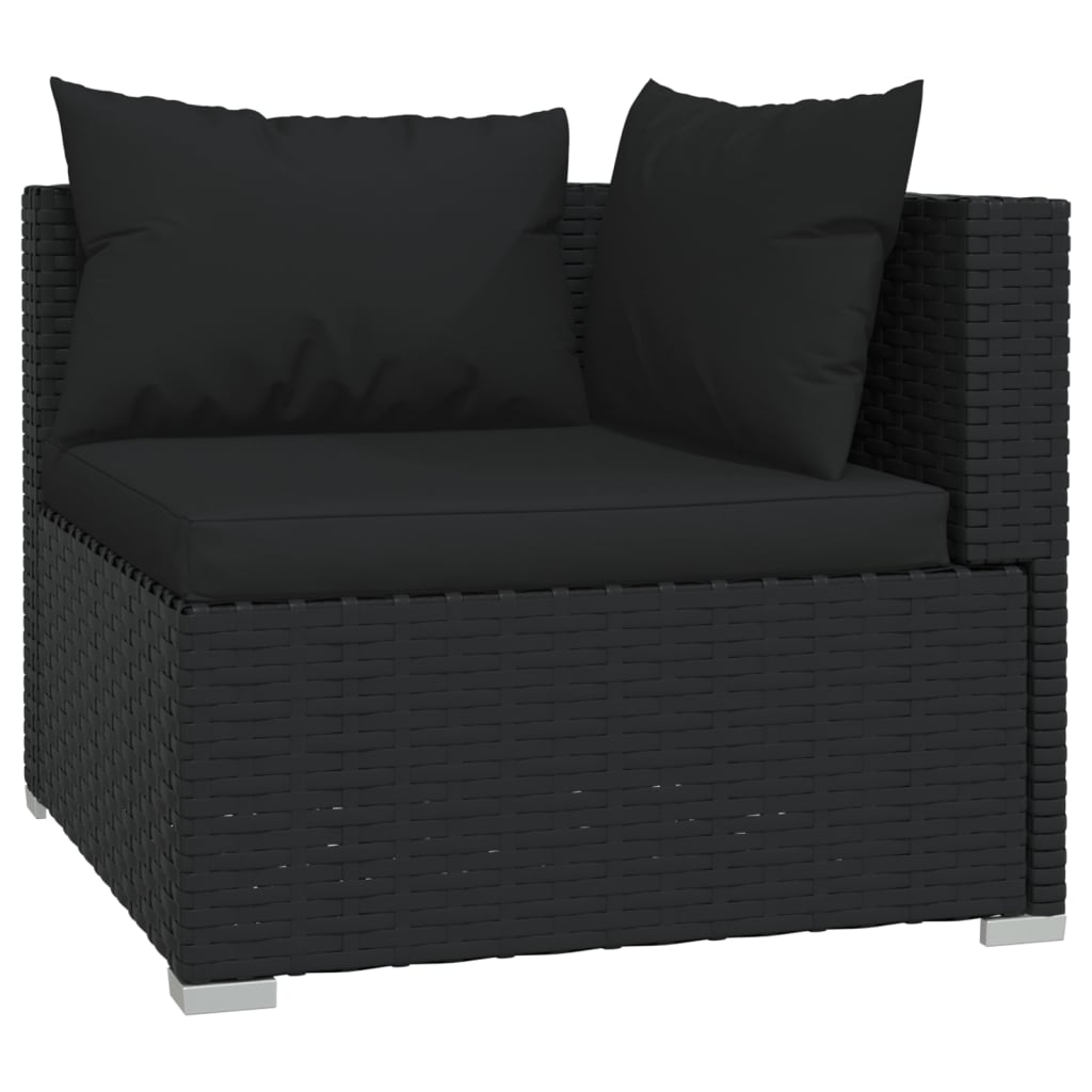 Set Divani Da Giardino 6 Pz Con Cuscini In Polyrattan Nero - Image 3