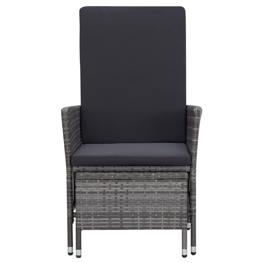 Sedia Da Giardino Reclinabile Con Cuscino In Polyrattan Grigio - Image 3