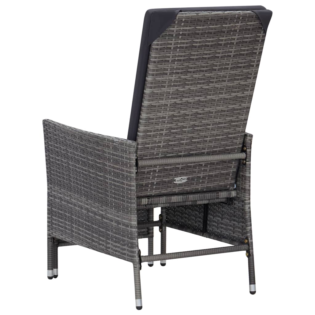 Sedia Da Giardino Reclinabile Con Cuscino In Polyrattan Grigio - Image 6