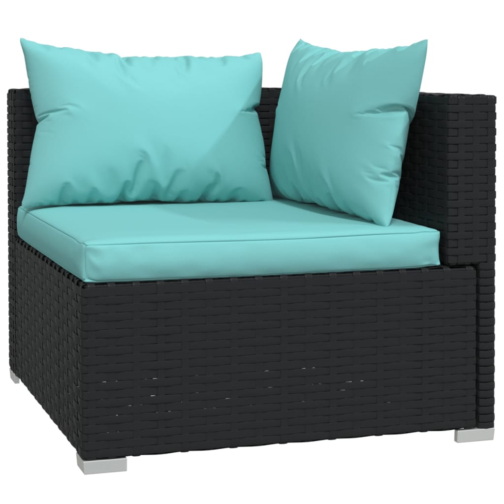 Set Divani Da Giardino 5 Pz Con Cuscini In Polyrattan Nero - Image 3