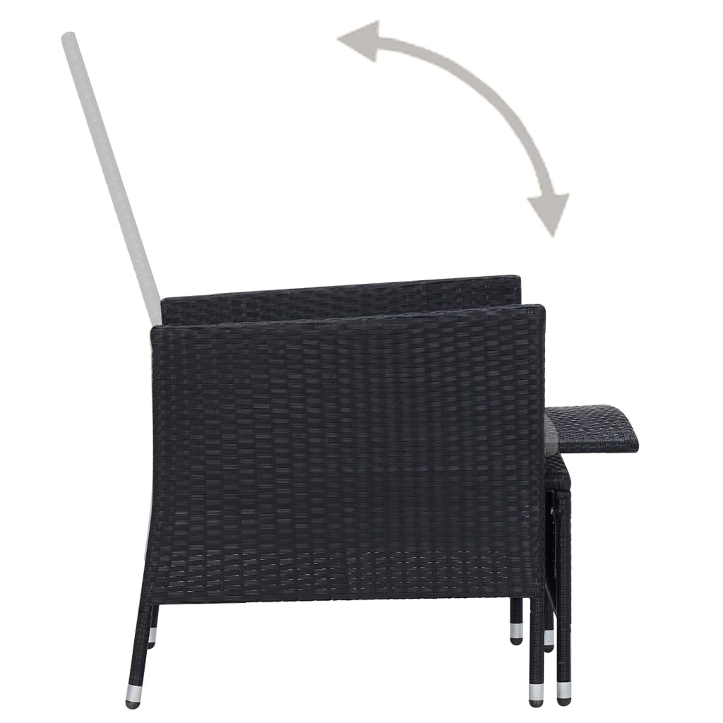 Set Divani Da Giardino 2 Pz Con Cuscini In Polyrattan Nero - Image 6