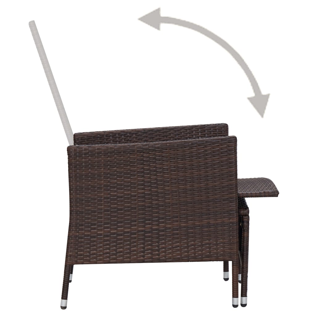Set Divani Da Giardino 2 Pz Con Cuscini In Polyrattan Marrone - Image 6