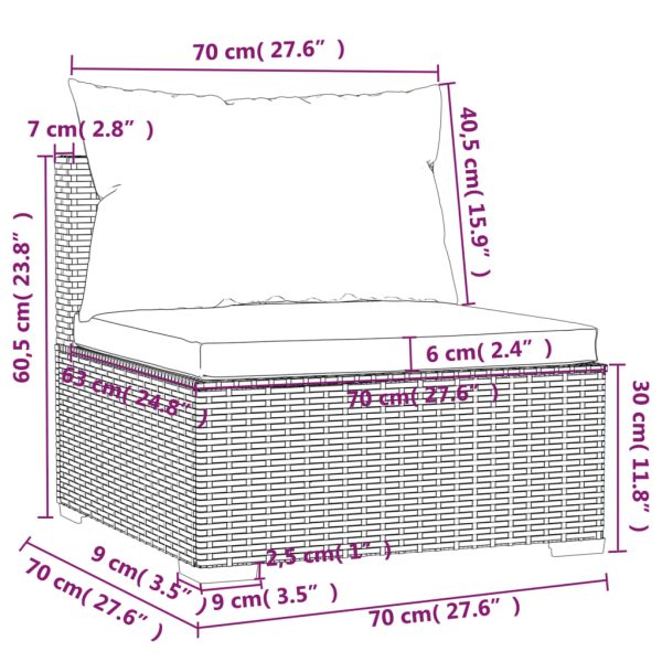 Set Salotto Da Giardino Con Cuscini 7pz Nero Polyrattan - Image 6
