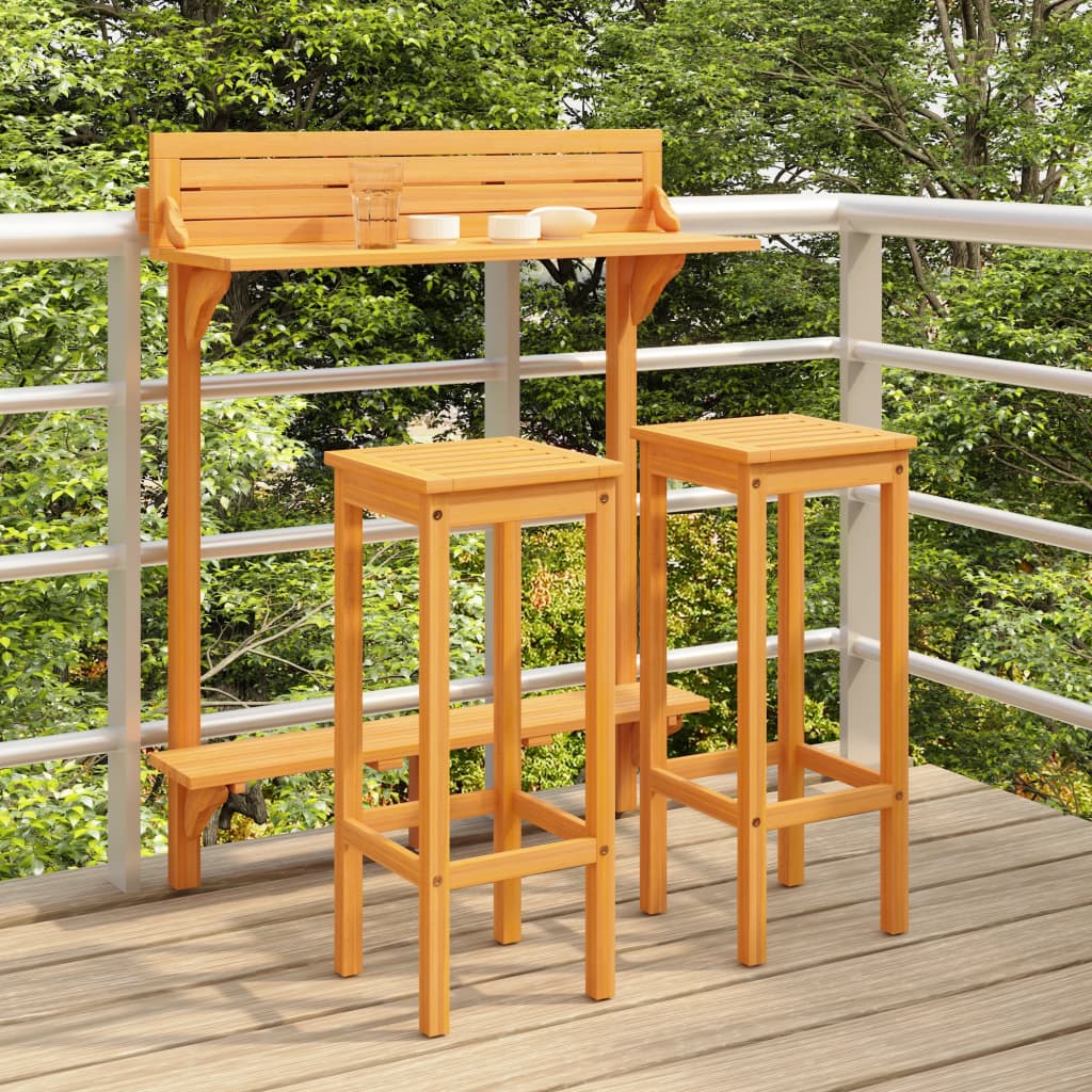 Set Da Bar Da Balcone 3 Pz In Massello Acacia