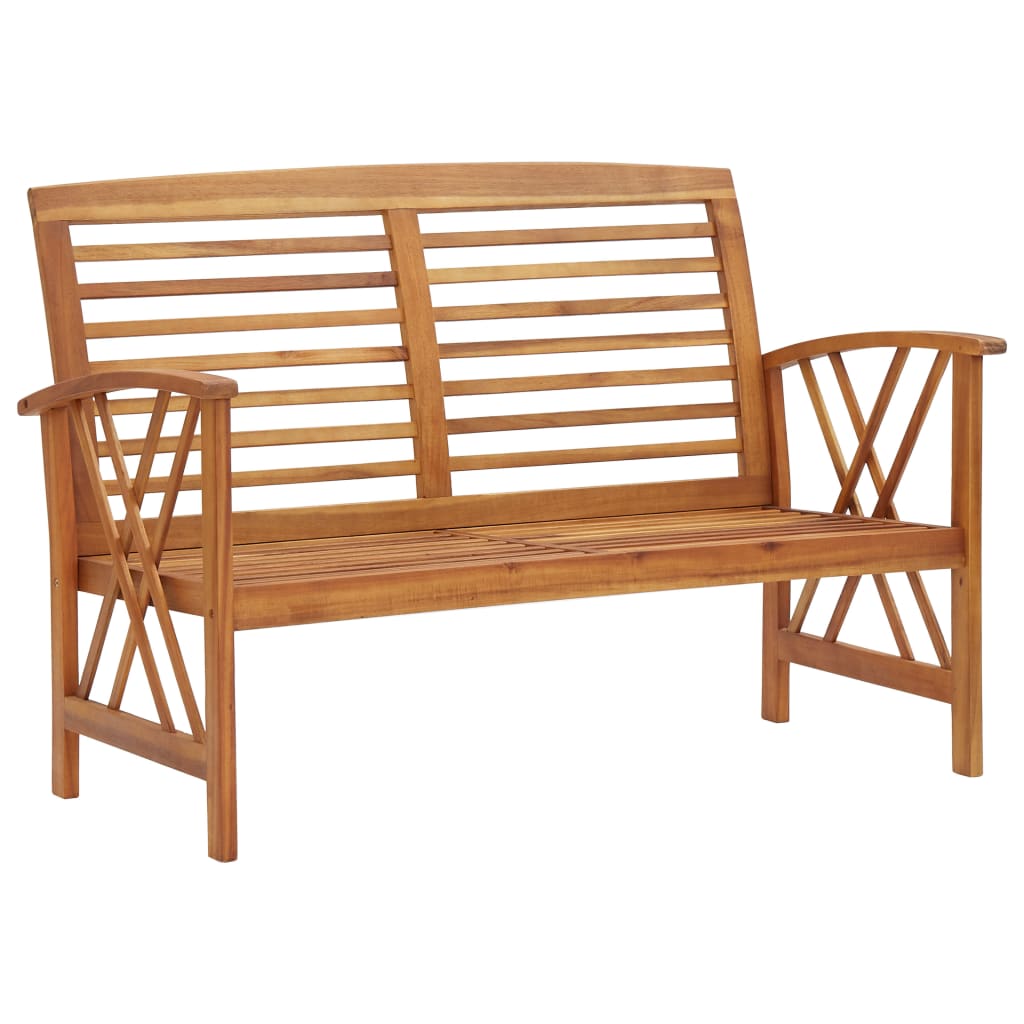 Panchina Da Giardino 119 Cm In Legno Massello D'acacia