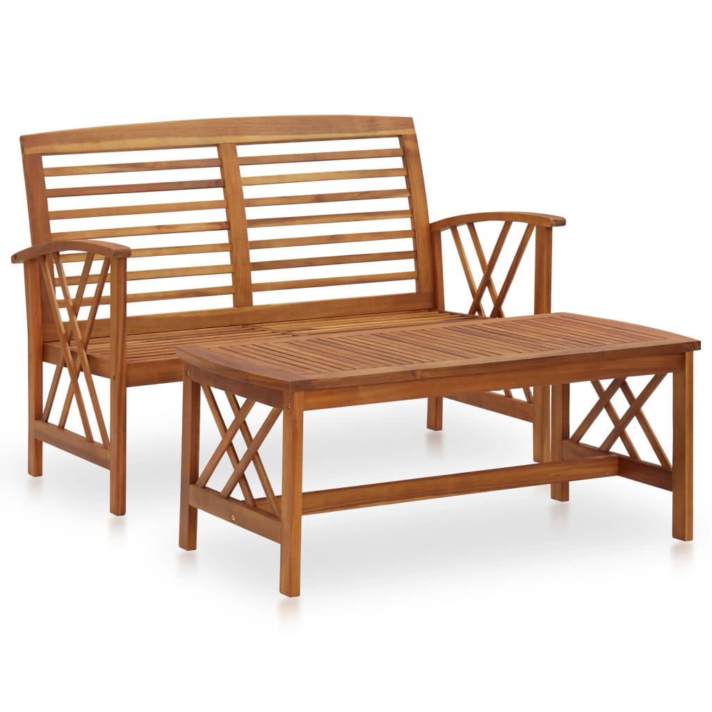 Set Divani Da Giardino 2 Pz In Legno Massello Di Acacia