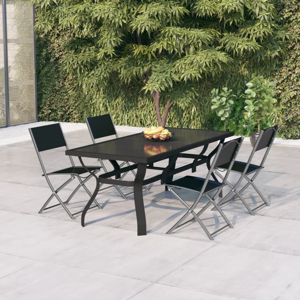 Set Da Pranzo Da Giardino 5 Pz Grigio E Nero