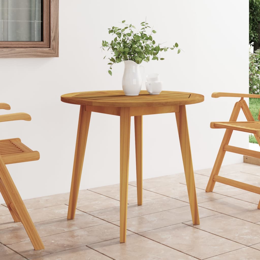 Tavolo Da Giardino Ø85x75 Cm In Legno Massello Di Acacia