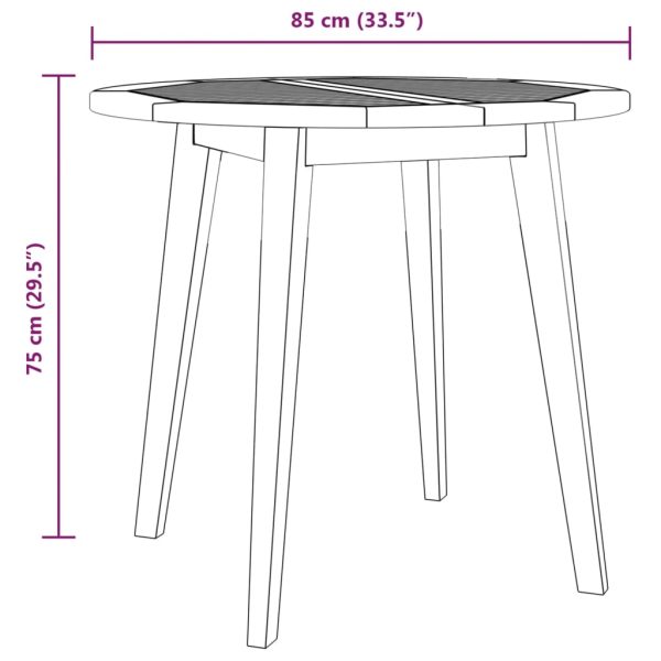 Tavolo Da Giardino Ø85x75 Cm In Legno Massello Di Acacia - Image 5