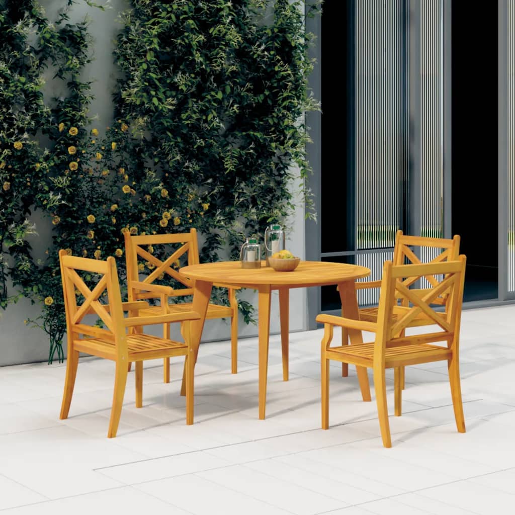 Tavolo Da Giardino Ø110x75 Cm In Legno Massello Di Acacia