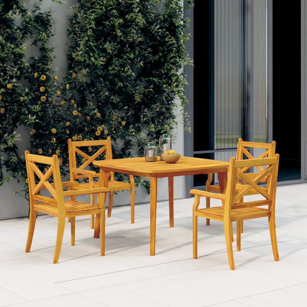 Tavolo Da Giardino 110x110x75 Cm Legno Massello Di Acacia