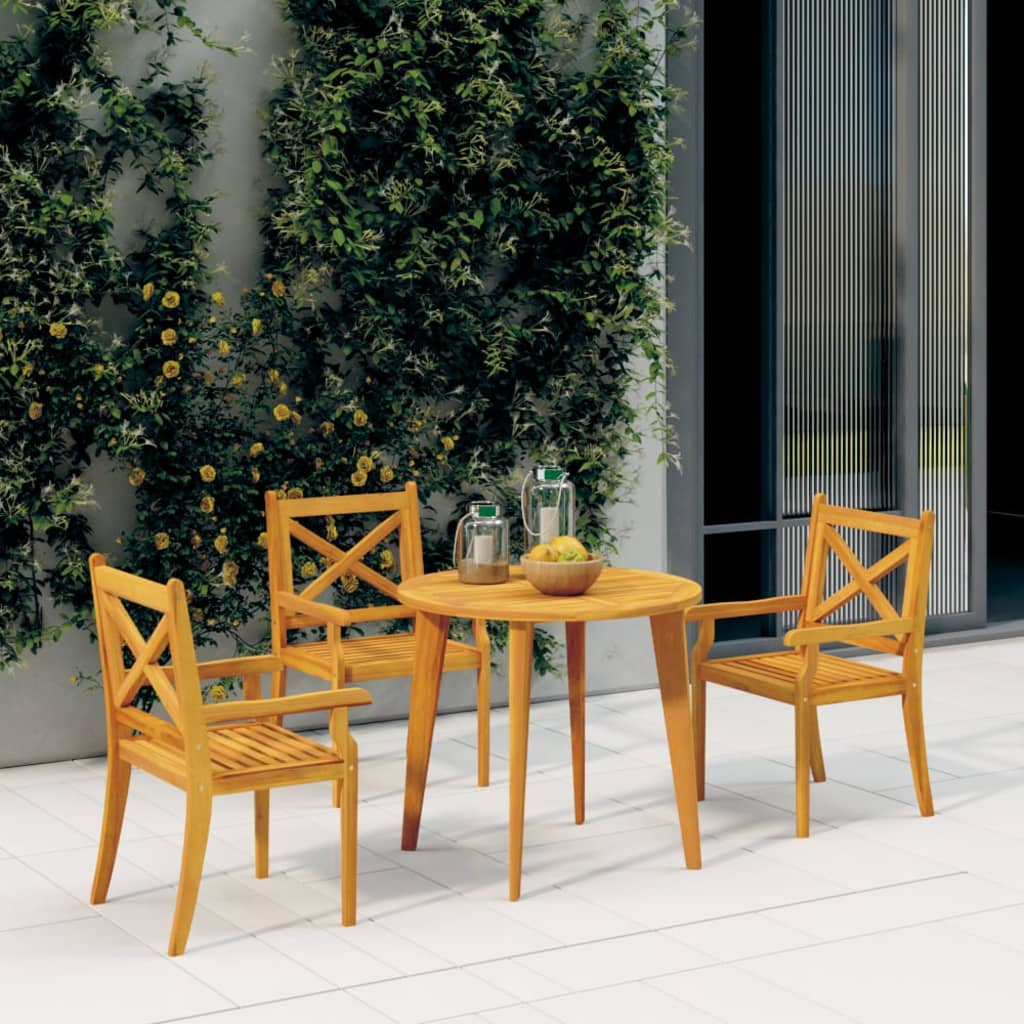 Sedie Da Pranzo Da Esterni 3 Pz In Legno Massello Di Acacia