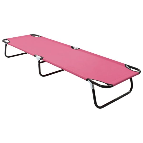 Lettino Prendisole Pieghevole In Acciaio Rosa