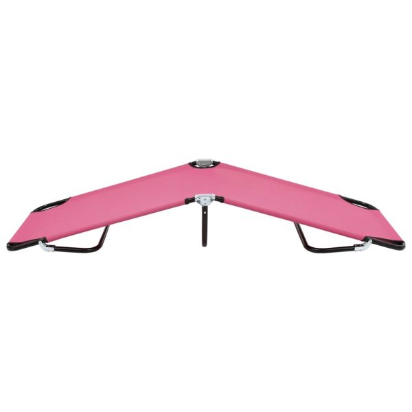 Lettino Prendisole Pieghevole In Acciaio Rosa - Image 3