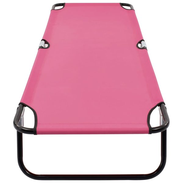 Lettino Prendisole Pieghevole In Acciaio Rosa - Image 5
