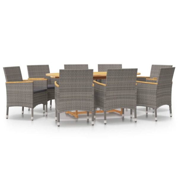 Set Da Pranzo Per Giardino 9 Pz Con Cuscini Grigio - Image 2