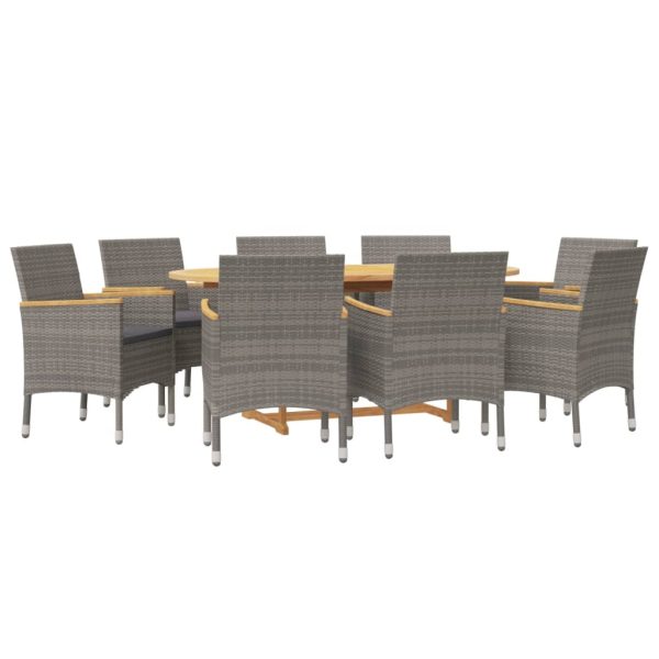 Set Da Pranzo Per Giardino 9 Pz Con Cuscini Grigio - Image 3