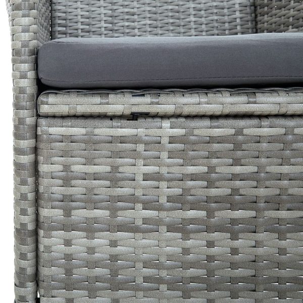 Set Da Pranzo Per Giardino 9 Pz Con Cuscini Grigio - Image 6