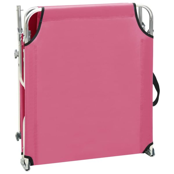 Lettino Prendisole Pieghevole Con Baldacchino Rosa In Alluminio - Image 6
