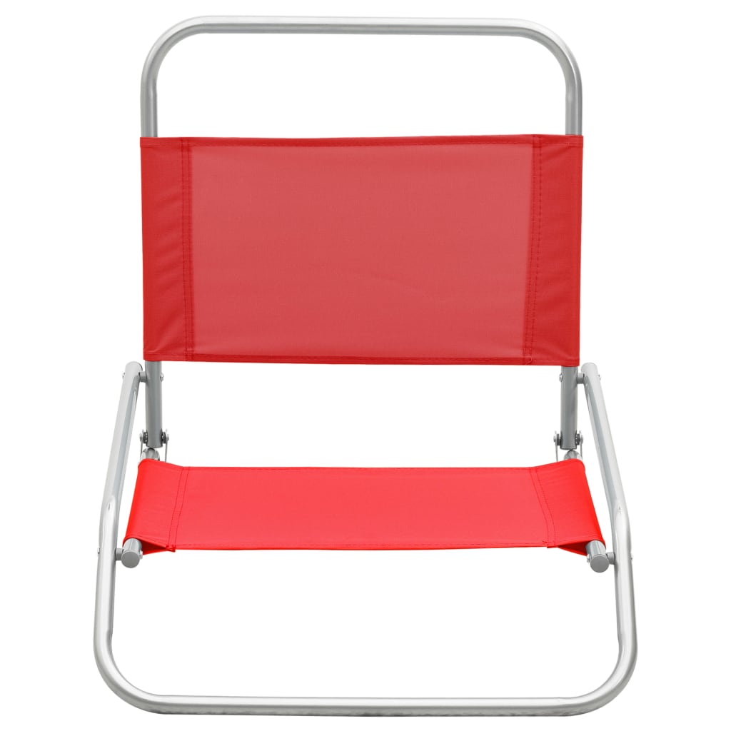 Sedie Da Spiaggia Pieghevoli 2 Pz In Tessuto Rosso - Image 3