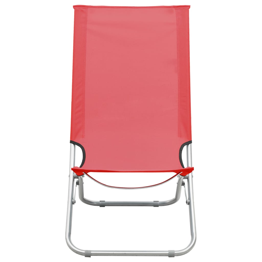 Sedie Da Spiaggia Pieghevoli 2 Pz In Tessuto Rosso - Image 3